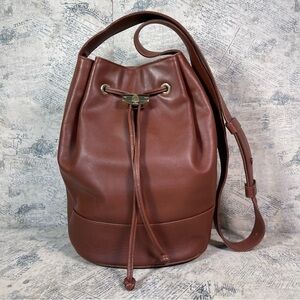 Mark Cross Vintage Bucket Bag Brown Leather Crossbody Leather Drawstring